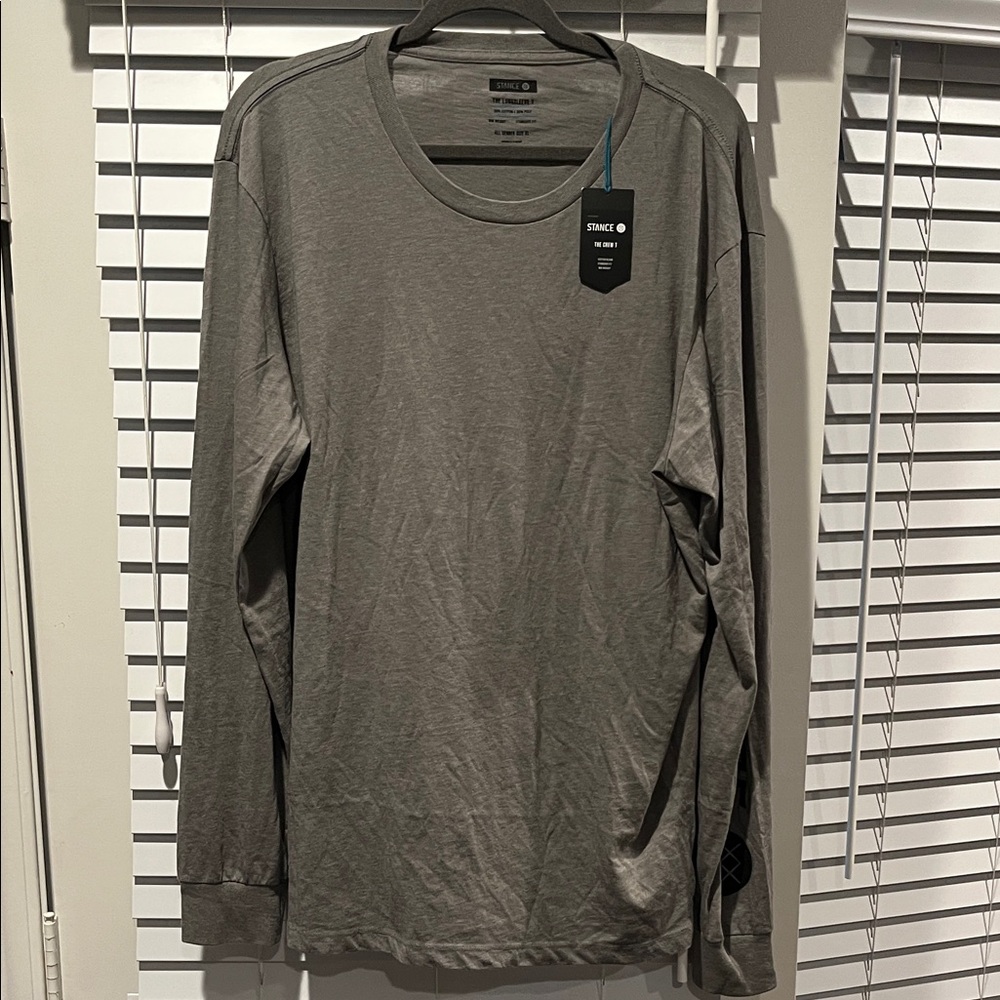 Stance Men's Charcoal Long Sleeve Tee with Stance Logo and Writing Size XL